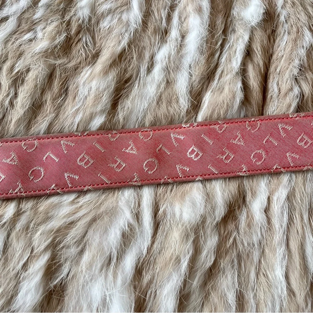 Bvlgari Pink Logo Print Canvas Logo Buckle Belt